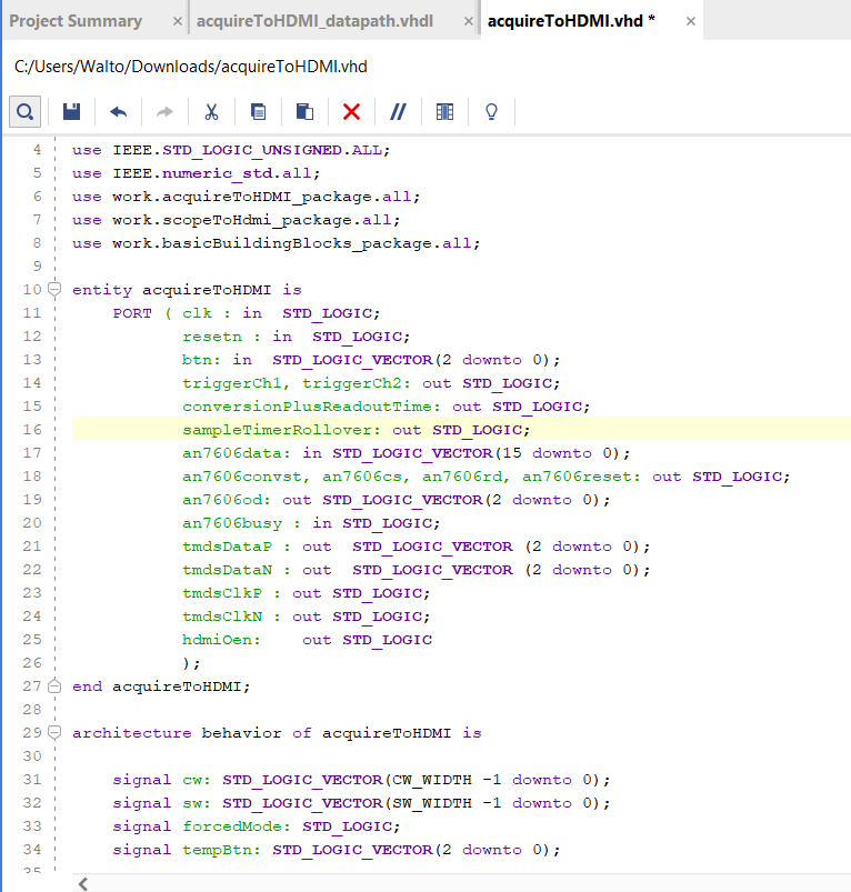 Snippet of top level file